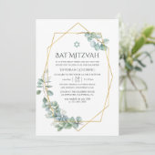Invitation Bat mitzvah Eucalyptus géométrique aquarelle (Debout devant)