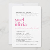 Invitation BAT MITZVAH facile moderne minimaliste rose gris (Devant)
