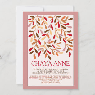 Invitation Bat mitzvah Feuille Accent