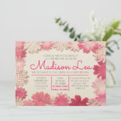 Invitation Bat Mitzvah Fleurs en Papier (Debout devant)
