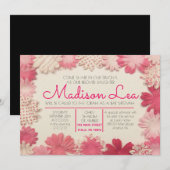 Invitation Bat Mitzvah Fleurs en Papier (Devant / Derrière)