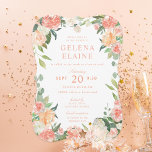 Invitation Bat mitzvah floral à fond de printemps<br><div class="desc">Ressorts roses et pêche les fleurs d'aquarelle avec un arrière - plan léger. Customisez pour modifier le texte et la couleur arrière - plan de votre événement.</div>