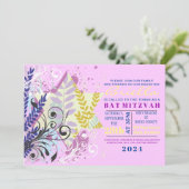 Invitation Bat mitzvah FLORAL ABSTRAIT (Debout devant)