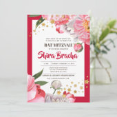 Invitation Bat mitzvah Floral Aquarelle Parties scintillant É (Debout devant)