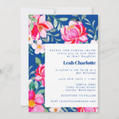 Invitation Bat mitzvah floral chic rose chaud (Devant)