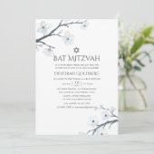 Invitation Bat mitzvah floral de fleurs de cerisiers (Debout devant)