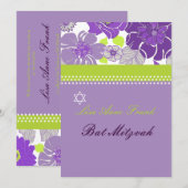 Invitation BAT MITZVAH FLORAL DE PixDezines ALEGRE (Devant / Derrière)