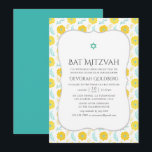Invitation Bat mitzvah floral jaune et Turquoise<br><div class="desc">Invitation bat mitzvah à thème Jaune et Turquoise conçue pour être rapidement et facilement customisée aux spécificités de votre événement.</div>
