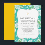 Invitation Bat mitzvah floral jaune et Turquoise<br><div class="desc">Invitation bat mitzvah à thème Jaune et Turquoise conçue pour être rapidement et facilement customisée aux spécificités de votre événement.</div>