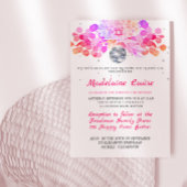 Invitation bat mitzvah Floral Pink Disco Ball
