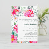 Invitation Bat mitzvah floral rose chaud et vert d'eau (Debout devant)