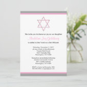 Invitation Bat mitzvah floral rose et gris moderne d'étoile (Debout devant)