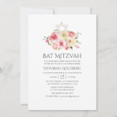 Invitation Bat mitzvah floral rose et jaune (Devant)