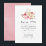 Invitation Bat mitzvah floral rose et jaune<br><div class="desc">Blush Aquarelle Roses et jaune Peonies Bat mitzvah invitations dans les tons pastel avec des accents de sauge vert conçu pour être rapidement et facilement customisé à vos spécificités.</div>