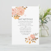 Invitation Bat mitzvah floral rose et or (Debout devant)