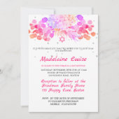 Invitation Bat mitzvah Floral rose moderne (Devant)