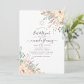 Invitation Bat mitzvah floral rose pâle (Debout devant)