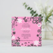 Invitation Bat mitzvah Floral Star Rose (Debout devant)