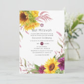 Invitation Bat mitzvah floral Sun et Bourgogne (Debout devant)