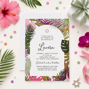 Invitation Bat Mitzvah Floral Tropical
