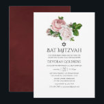Invitation Bat mitzvah floral vintage Blush et Bourgogne<br><div class="desc">Vintage rose vif et bordeaux-marsala bat mitzvah rose invitation conçue pour être rapidement et facilement customisée à vos détails de l'événement.</div>