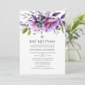 Invitation Bat mitzvah floral violet (Debout devant)