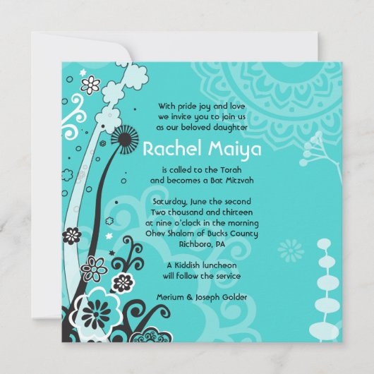 Invitation Bat mitzvah FLORALE GRAVE ET BEAUCOUP (Devant)