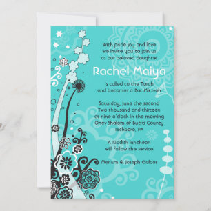 Invitation Bat mitzvah FLORALE GRAVE ET BEAUCOUP