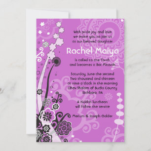 Invitation Bat mitzvah FLORALE GRAVE ET BEAUCOUP