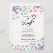 Invitation Bat mitzvah Flower Breeze (Devant / Derrière)