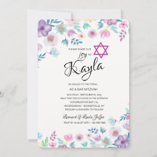 Invitation Bat mitzvah Flower Breeze