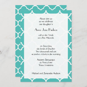Invitation Bat mitzvah - Forme de feuille de quatrefoil - Bla