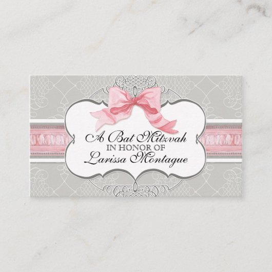 Invitation bat mitzvah - French Bow Damask Swirl (Devant)