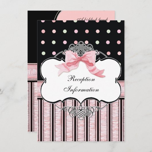 Invitation Bat mitzvah - French Bow Dot Swirl (Devant / Derrière)