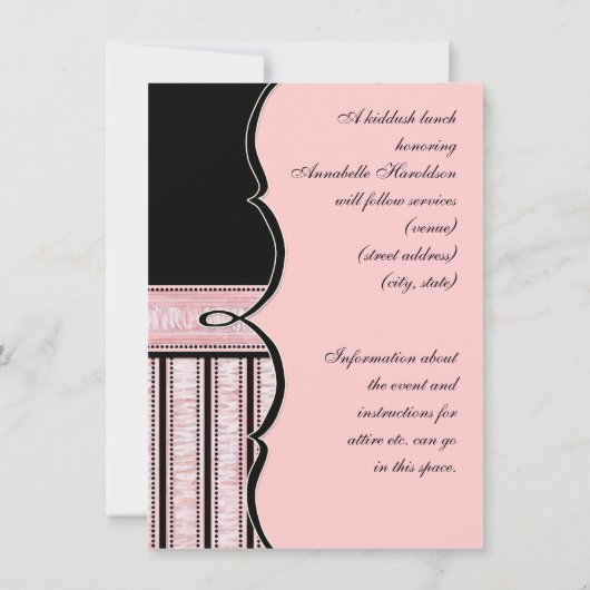 Invitation Bat mitzvah - French Bow Dot Swirl (Dos)