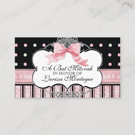 Invitation bat mitzvah - French Bow Dot Swirl (Devant)