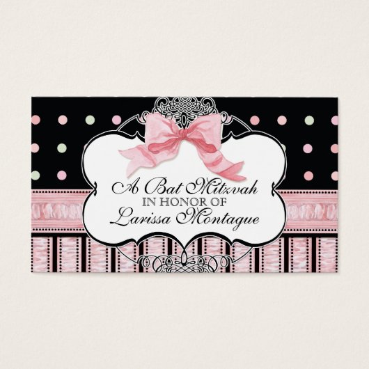 Invitation bat mitzvah - French Bow Dot Swirl (Devant)