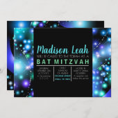 Invitation Bat mitzvah GALAXY STARS (Devant / Derrière)