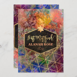 Invitation Bat mitzvah géométrique Abstrait Galaxy PixDezines