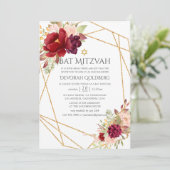 Invitation Bat mitzvah géométrique Bourgogne-Marsala et Blush (Debout devant)