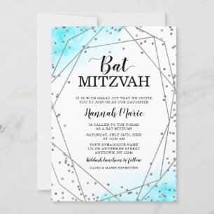 Invitation Bat mitzvah géométrique de Parties scintillant tur