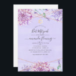 Invitation Bat mitzvah géométrique Lavande et or Floral<br><div class="desc">Pastel lavande et parties scintillant faux or bat mitzvah invitation géométrique  avec accents de bleu et de verdure éthérée.</div>