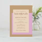 Invitation Bat mitzvah géométrique moderne Lilac Gold Rose (Debout devant)