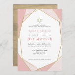 Invitation Bat mitzvah géométrique rose et or<br><div class="desc">Cette invitation Bat mitzvah moderne et chic présente un arrière - plan blanc aux cadres géométriques en faux or rose. Le revers de la face présente un faux arrière - plan d'or . Modifiez la couleur arrière - plan et personnalisez-la selon vos besoins. Vous pouvez trouver des produits correspondants dans...</div>