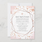 Invitation Bat mitzvah géométrique rose Gold et Blush (Devant)