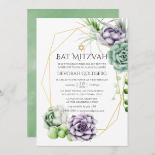 Invitation Bat mitzvah géométrique Succulent