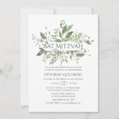 Invitation Bat mitzvah géométrique verdoyant (Devant)