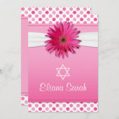 Invitation Bat mitzvah Gerbera Daisy Polka Dot (Devant / Derrière)