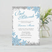 Invitation Bat mitzvah Glam Winter Wonderland Silver Blue (Debout devant)