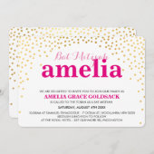 Invitation Bat mitzvah GLAMOROUS rustique mini confetti en or (Devant / Derrière)